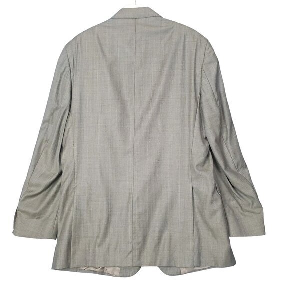 LORO PIANA DANIEL CREMIUX Mens Blazer SZ 44L Wool Tan Plaid 2 Button Double Vent - Picture 2 of 7